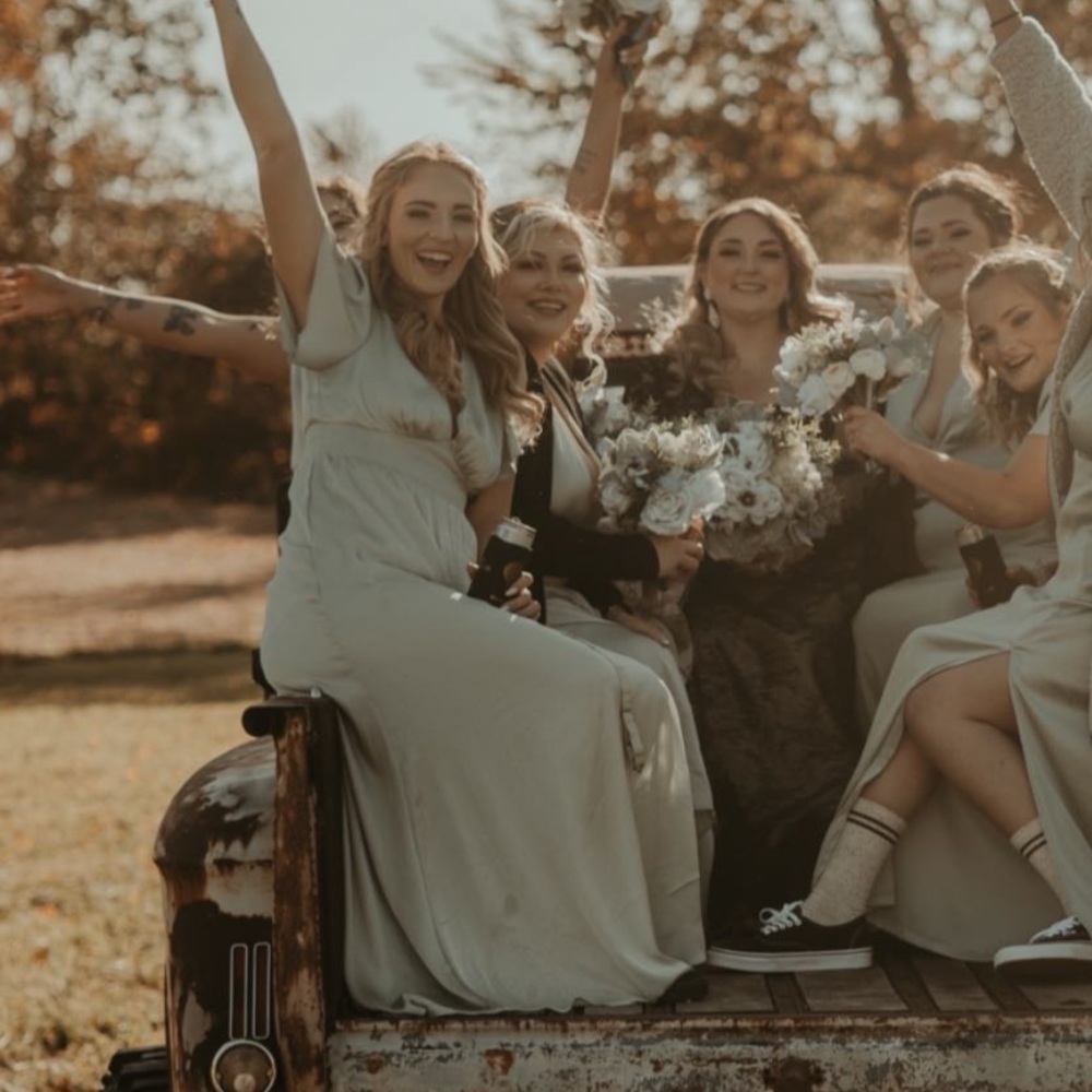 Sage bridesmaid dress with sleeves
